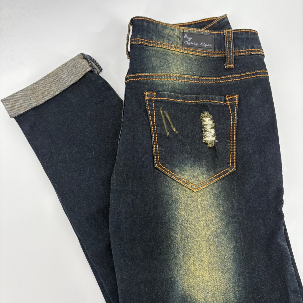 Eighty Eight‎ Juniors 9 Women's 6/8 Distressed Ripped Denim Dark Wash Jeans